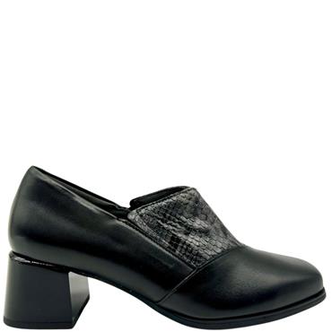 PITILLOS WOMENS BLOCK HEEL SLIP ON SHOE - BLACK