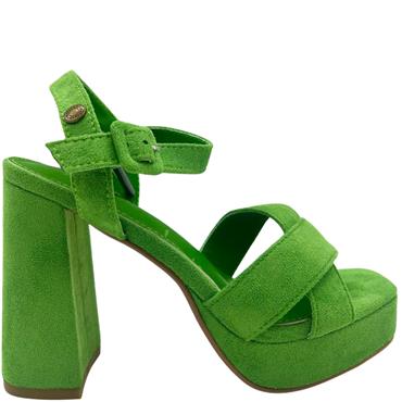 REFRESH WOMENS PLATFORM STRAP SANDAL - GREEN SUEDE