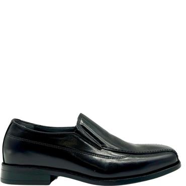 LUISETTI MENS LEATHER STITCH SLIPON SHOE - BLACK