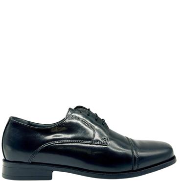 LUISETTI MENS LEATHER T/CAP LACE SHOE - BLACK