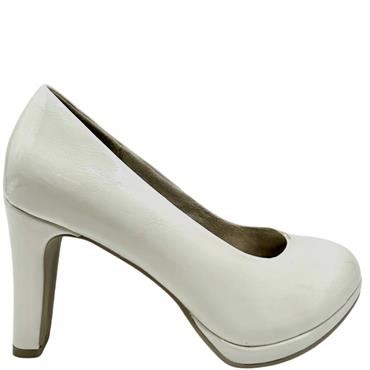 MARCO TOZZI WOMENS COURT SHOE - WHITE PATENT