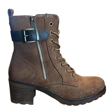 JET 7 WOMENS ZIP LACE ANKLE BOOT - CAMEL