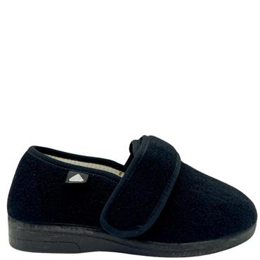 CELIA RUIZ DIABETIC VELCRO SLIPPER - BLACK