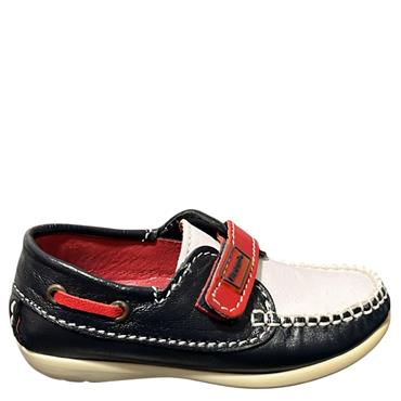 BEPPI VEL DECK SHOE - NAVY WHITE RED