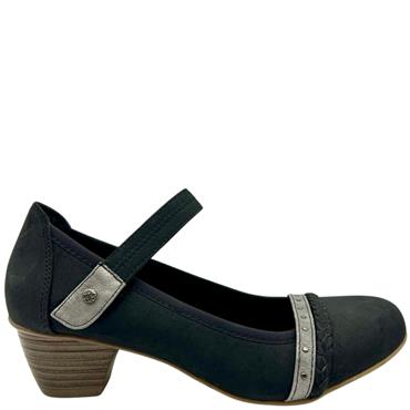 JANE KLAIN LDS VEL STRAP COURT SHOE - BLACK