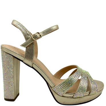 MENBUR WOMENS PLATFORM STRAP SANDAL - GOLD