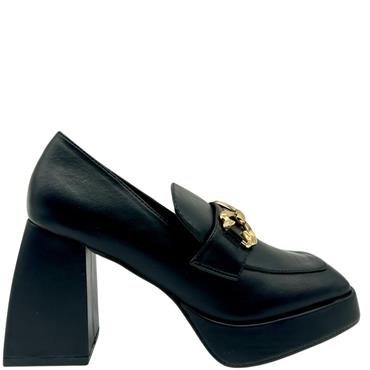 MENBUR WOMENS CHAIN PLATFORM LOAFER - BLACK