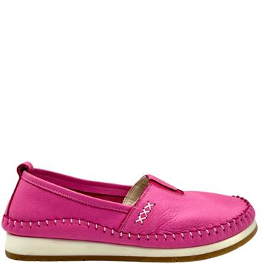 SAFE STEP WOMENS SLIP ON COMFORT SHOE - PINK LEATHER