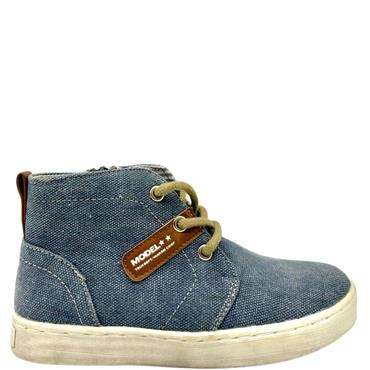 NEW8TEEN TIE ZIP CANVAS BOOT - BLUE