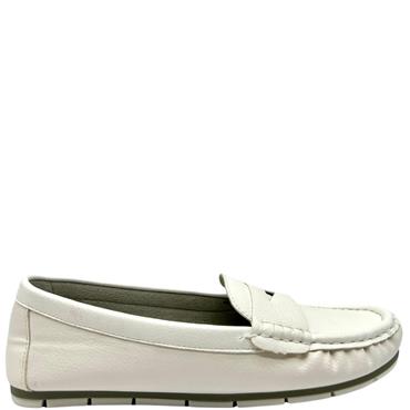 JANE KLAIN WOMENS MOCCASSIN LOAFER - WHITE