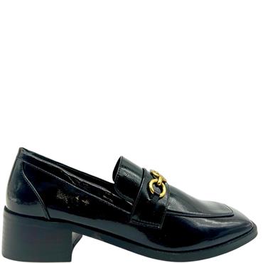 MENBUR WOMENS CHAIN LOAFER - BLACK