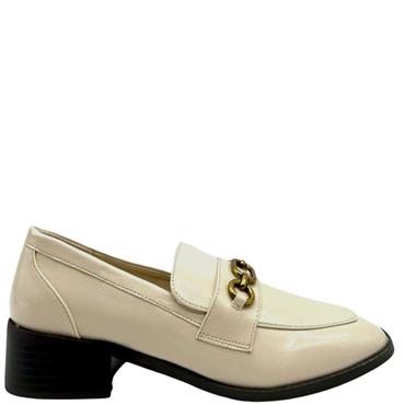 MENBUR WOMENS CHAIN LOAFER - WHITE