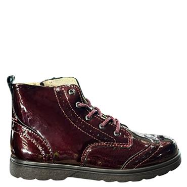 RICOSTA GIRLS ZIP LACE ANKLE BOOT - BURGUNDY PATENT