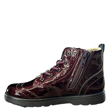 RICOSTA GIRLS ZIP LACE ANKLE BOOT - BURGUNDY PATENT