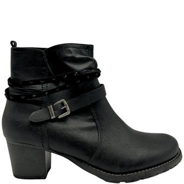 JANE KLAIN WOMENS STRAP ZIP ANKLE BOOT - BLACK