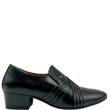 LUCINI GTS CUBAN HEEL SLIP ON SHOE - BLACK