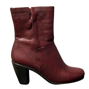 ECCO MID CUT ZIP ANKLE BOOT - WINE