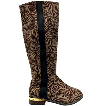 XTI GOLD HEEL ZEBRA KNEE HI BT - ZEBRA