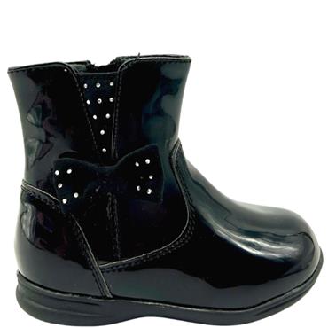SPROX GIRLS BOW ZIP BOOT - BLACK PATENT