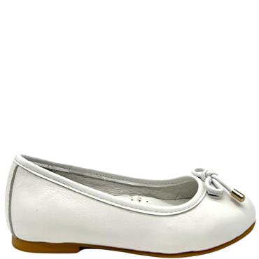 LEA LELO GIRLS FLAT BOW POMP - WHITE