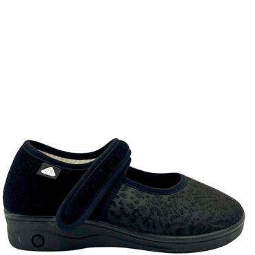 CELIA RUIZ 2TONE VEL SLIPPER - BLACK