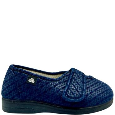 CELIA RUIZ DIABETIC VELCRO SLIPPER - NAVY