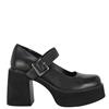 INUOVO WOMENS PLATFORM STRAP SHOE - BLACK LEATHER