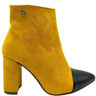 XTI WOMENS TOECAP ZIP ANKLE BOOT - YELLOW SUEDE