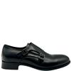 TRIOO MENS DRESS BUCKLE STRAP SHOE - BLACK LEATHER