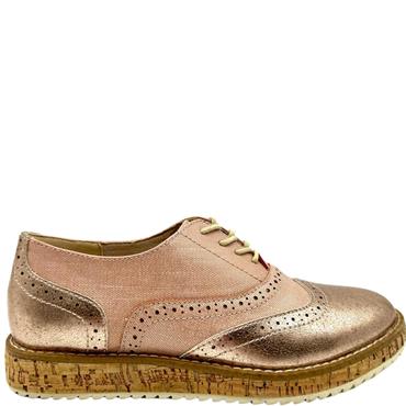SPROX WOMENS CORK SOLE TIE BROGUE - NUDE