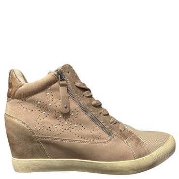 MILLIE LDS WEDGE ZIP TIE ANKLE BOOT - NUDE