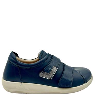ATRAI WOMENS VELCRO COMFORT SHOE - NAVY LEATHER