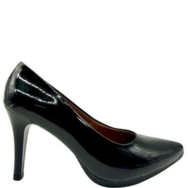 CHAMBY LDS LEATHER POINT TOE COURT SHOE - BLACK