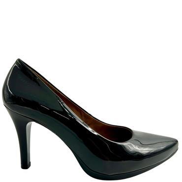 CHAMBY LDS LEATHER POINT TOE COURT SHOE - BLACK PATENT