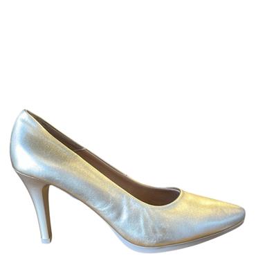 CHAMBY LDS LEATHER POINT TOE COURT SHOE - GOLD