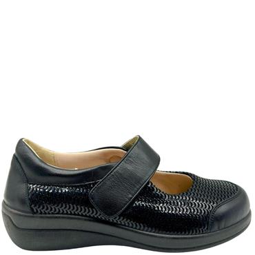 DR CUTILLAS WOMENS WEDGE VEL STRAP SHOE - BLACK