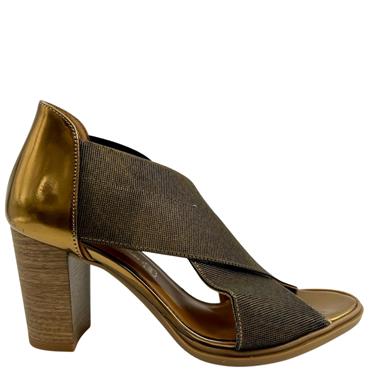 MARIA FAEN CROSS STRAP HEEL IN SANDAL - BRONZE