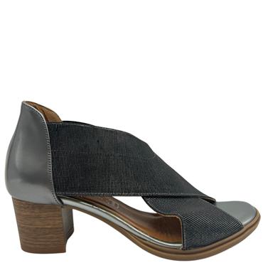 MARIA FAEN CROSS STRAP HEEL IN SANDAL - GREY LEATHER