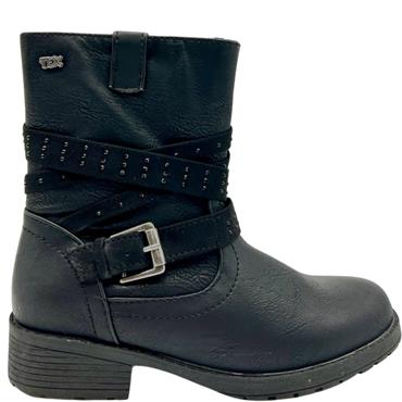 INDIGO GIRLS TEX DIAMANTE STRAP ZIP BT - BLACK