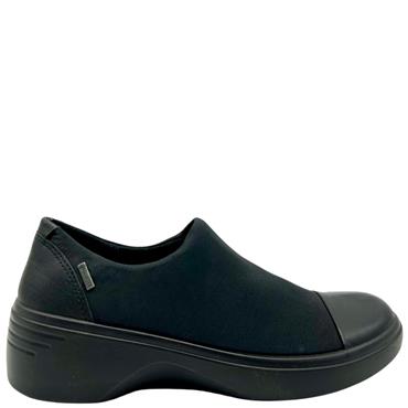 ECCO WOMENS GORETEX SOFT SLIP ON SHOE - BLACK