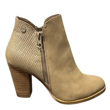 XTI WOMENS 2TONE 2 ZIP ANKLE BOOT - TAUPE