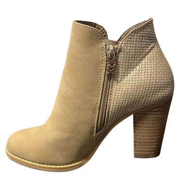 XTI WOMENS 2TONE 2 ZIP ANKLE BOOT - TAUPE
