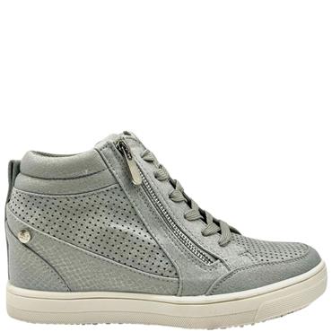 XTI WOMENS WEDGE ZIP LACE SHOE - ICE