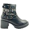 XTI WOMENS STUD STRAP ZIP ANKLE BOOT - BLACK