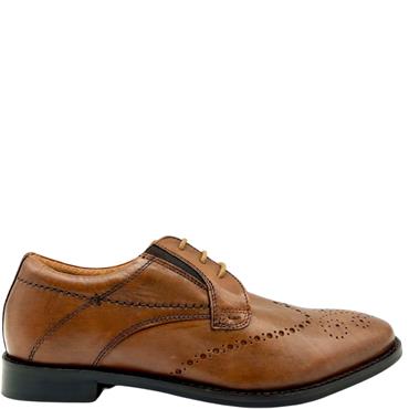 S OLIVER BROGUE TIE SHOE - COGNAC