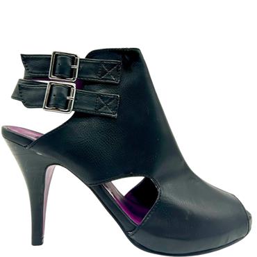 S OLIVER PEEPTOE DBL STRAP - BLACK