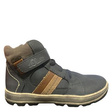 S OLIVER BOYS VEL STRAP TIE BOOT - NAVY TAN
