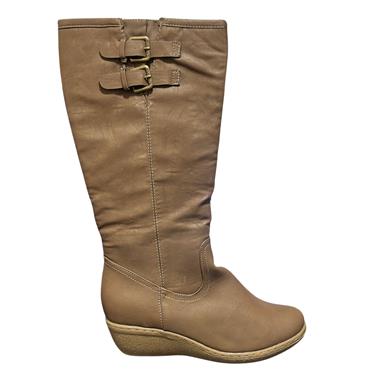 AFTER HOURS HI LEG 2STRP WEDGE - TAUPE