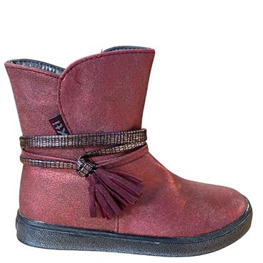 XTI GIRLS FLAT STRAP ZIP BOOT - BURGUNDY