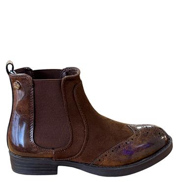 XTI GIRLS BROGUE 2TONE GUSSET BOOT - CAMEL